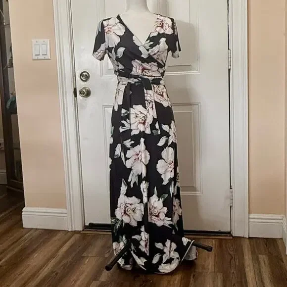 Women’s Small long wrap skirt with cropped crisscross wrap and tie top tropical - Picture 1 of 10